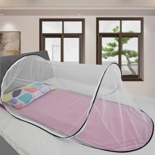 Moskitonetz Bett, Faltbares Moskitonetz Bett, Moskitonetz Pop Up, Tragbares Reise Moskitonetz, Keine Installation Erforderlich, Moskitonetz für Schlafzimmer, Camping, Picknick, 80 x 200cm