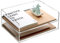SANRUI Stackable Paper Tray Organiser, A4 Letter Trays for File Folders, Magazines, Documents,Mails, 2 Tier Paper Organizer, Acrylic Desk Organiser for Office, School, Home - Clear