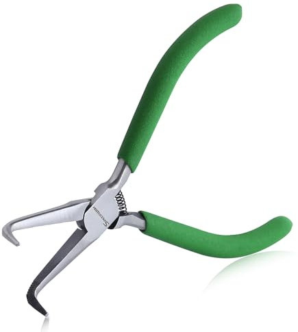 SPEEDWOX Mini Bent Needle Nose Pliers with Teeth 5 45-Degree Bent Long Nose Pliers with Serrated Jaw Needle Remover Pliers Fishing Tools Precision Pliers for Jewelry Making and Small Object Gripping