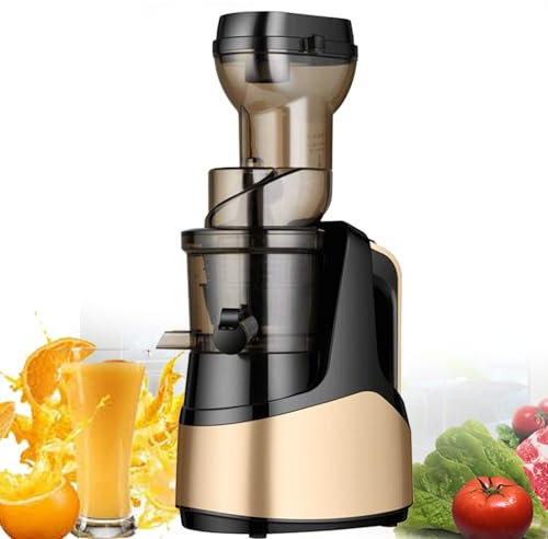 pedenencelia Cold Press Juicer With Reverse Function,Compact Vertical Slow Masticating Juice Machine - Easy To Clean, Quiet Motor, 2 Modes Press Filter For Fruit Juic/Ice Cream Shake,Gold