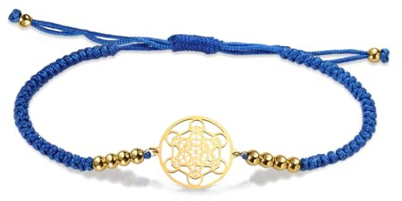 VASSAGO Metatron Würfel Armband für Frauen Männer Heilige Geometrie Dichtungen von Erzengel Edelstahl verstellbare farbige Perlen geflochtene Armbänder Amulett Schmuck