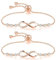 2 PCS Infinity Bracelet for Women,Plated Love Heart Bracelet with Cubic Zirconia Friendship Bracelets,Birthday Gift for Women,Ladies Jewellery Gift(Rose gold
