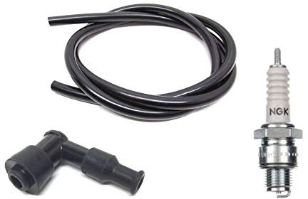 Zündkerzenstecker + Zündkabel + Zündkerze Set passend für Hercules Sachs 504 505 Motor – 90° Stecker, 100 cm Kabel, B6HS Zündkerze