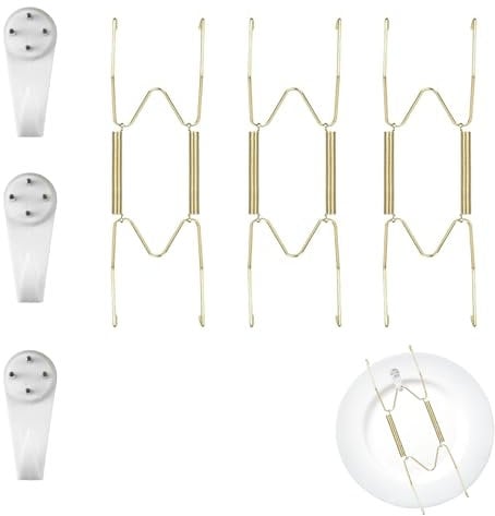 6PCS Plate Hangers for Walls Not Easily Break or Deform Plate Hanger Durable Good Flexibility Wall Plate Hangers for Walls Invisible Plate Hangers W Shaped Spring Hook Holder Decorative