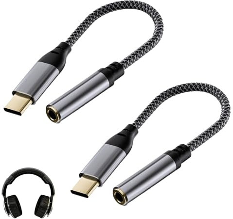 2PCS Adapter USB C to 3.5mm jack aux to USB C Earphone Adapter Adapter 3.5mm to USB C Headphone Jack Adapter USB C to aux Audio for Samsung Galaxy S23/ S22/ S21 Pixel iPhone15/ 15 Pro Max iPad Pro
