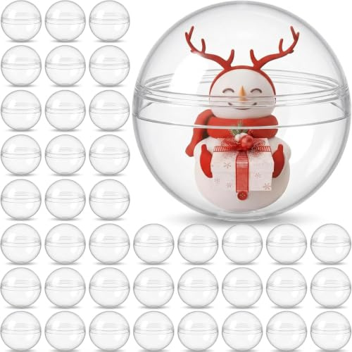 50 Stück Ostern Transparent Kunststoffkugel: 38MM durchsichtige Befüllen Acrylkugeln Befüllbare teilbar in 2 Hälften Bastelkugeln Kleine Runde Kapseln Behälter für Ostern Partys DIY Dekorationen
