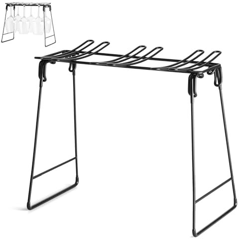 LUPATER Escurridor de Copas de Vino Plegable – Secado Seguro y Elegante para Cristalería Delicada – Ideal para Cocinas Pequeñas, Bodegas, Catas y Hostelería – Ahorra Espacio y Protege Tus Copas.