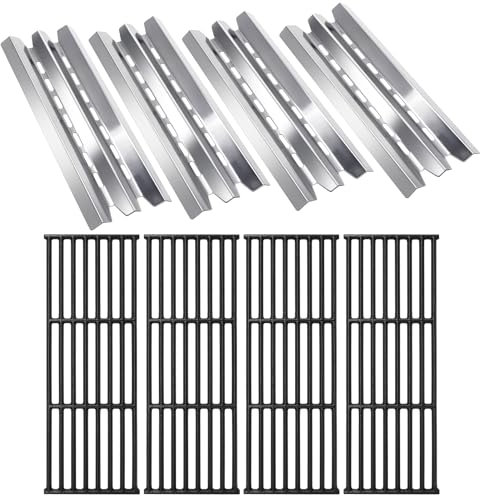 Hiorucet Grillteile für Broil King 9221-64, Baron 440, Baron 420, 9221-67, Baron 490, 9225-54, Baron 320, Baron 320S, 9221-54, 9221-57, 9211-54, Gusseisen-Grillroste, Edelstahl Heizplatten
