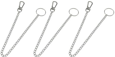 LEMLIN 3 Stück Brieftasche Kette, Schlüsselanhänger 40/50/60 cm, Brieftasche Kette, Hosenkette aus Edelstahl, Silber Gliederkette für Männer Frauen mit Karabinerhaken und Schlüsselring