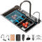 ATHOMASM 68x45cm Fregadero Cocina 1 Seno, Fregadero Cuadrado De Acero Inoxidable con Grifo Cascada, Incluye Un Juego Completo De Accesorios, Para Lavadero, Balcón, Sótano