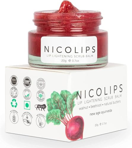 VK NicoLips Lip Scrub Balm Lightening and Brightening Dark Lips for Men and Women Dry Lips/Smoker/Chapped Lip & Lipstick Stains Removal Lipcare 20g