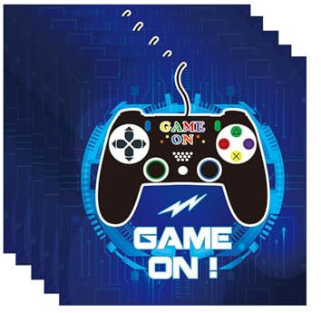 DazzJoy 20 Stück Videospiele Servietten, 33x33cm Gaming Deko Geburtstag Junge Servietten, Spiele Papierservietten Tischdeko für Kindergeburtstag Deko Junge, Gamer Geburtstag Party Dekoration, Game On