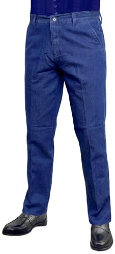 Jeans Uomo Mastino Tasca America, Classico Vita Alta, Gamba Larga, Elasticizzato Denim