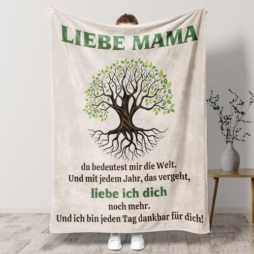 PRSTENLY Mama, Geburtstagsgeschenk für Mama Decke, Valentinstag Ostern Muttertag für Frauen Geschenk von Tochter Sohn, Weiche Decke Größe 152 × 127 cm