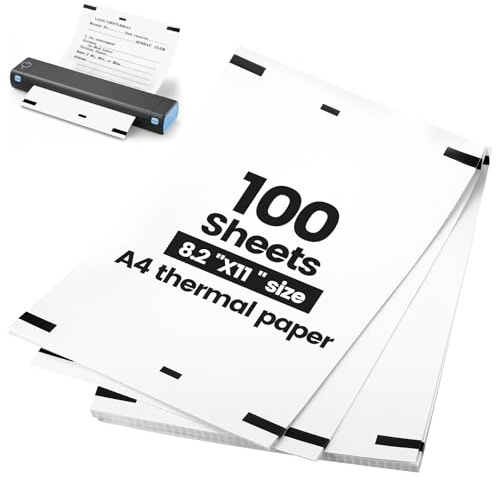 100 Blatt A4 Thermopapier A4, Thermodrucker Papier, schnelltrocknendes Thermal Paper für den meisten A4 Thermodruckern, Thermodruckerpapier für Dokumenten Webseiten Fotos