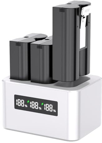 Lot de 3 Batteries de Rechange 3,65 V 6040 mAh avec Station de Charge, Affichage numérique LED, Port de Charge de Type C, pour caméra Ring Doorbell 2/3/4, 3Plus, caméra projecteur et caméra Stick Up