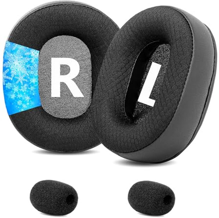 Ersatz-Gel-Kühl-Ohrpolster, kompatibel mit Turtle Beach Ear Force Stealth 700, 450, 420X, 600, 500P, PX3, PX5, X12, Ear Force XO Seven Gaming-Kopfhörern, Eisseidenstoff, Schwarz