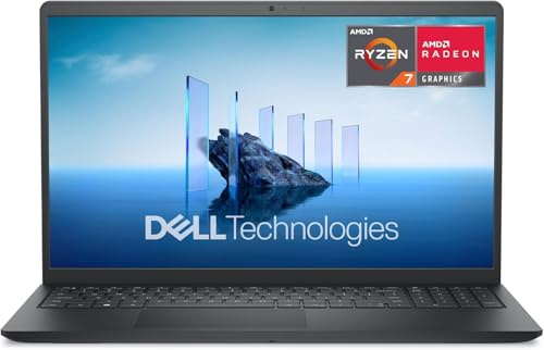 Dell 15 Laptop 15.6 FHD DC15255 (1920 x 1080) 120Hz, AMD Ryzen 7 7730U 4.5ghz, AMD Radeon Graphics, 16GB DDR4 RAM, 1TB SSD, Windows 11 Home, UK NON-backlit keyboard - Carbon Black