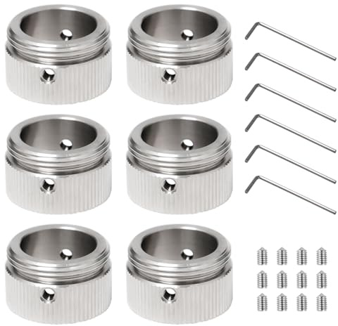 Dagran 6 Stück Heizkörperthermostat Adapter M30×1.5 für RA/RAV/RAVL Ventile, 304 Edelstahl Heizungsventil Adapter Thermostat für Heizkörper mit 6 Sechskantschlüssel, Innen Ø 22mm