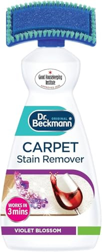 Dr Beckmann Carpet Stain Remover with Cleaning Brush 650ml – Works in 3 mins – Oxy-Powered Fast-Acting Deep Cleaner for Old Stains & Odours – Colour and Fabric Safe, Pet Friendly