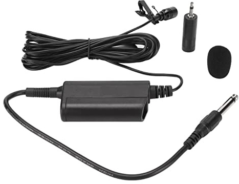 RELDAXSBH Microphone Lavalier omnidirectionnel Professionnel, Micro à Clip pour Revers avec câble de 5 m et Prise Jack 6,35 mm pour Guitare, Piano, Saxophone, Discours, Batterie ; Microphone