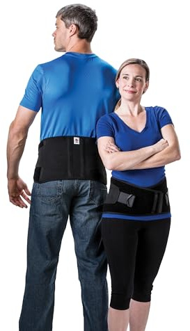 Core Products Industrial Lumbar Belt with Internal Suspenders for Breathable Comfort & Convenience, Lower Back Support, Black - Medium/Large
