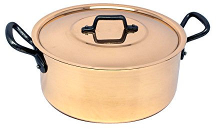 BAUMALU - Faitout avec Couvercle - Cuivre Étamé - Tous Feux sauf Induction - Poignées Fixes en Fonte - Design Traditionnel Français Made in Alsace - Ø20cm - Cuivre
