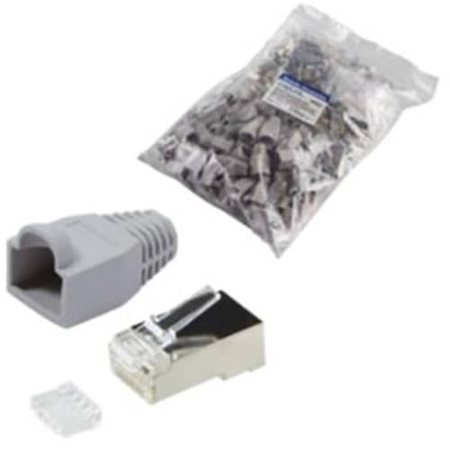 LogiLink MP0021 Cat.6 RJ45 Shielded Plug Connectors. 100-Piece. Grey, Grey, Set of 100 Pieces