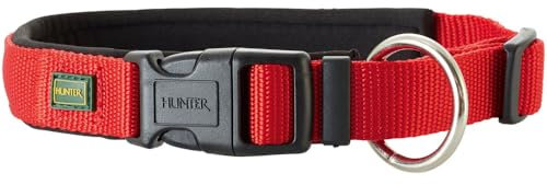 HUNTER Hundehalsung NEOPREN VARIO PLUS, Farbe: rot/schwarz, strapazierfähiges Nylon, weiche Neoprenpolsterung, stufenlos verstellbar, mit Zugentlastung, pflegeleicht, komfortabel, Größe: S/1,5