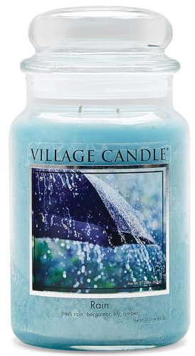 Village Candle 106326811 Rain Pot de Verre Bleu 10,4 x 10,1 x 17,7 cm