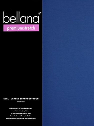 bellana® premiumstretch Edel-Elastic-Jersey Spannbetttuch für Wasserbetten und Boxspringbetten, 180-200 x 200-220 cm, royal