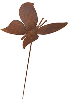 Crispe home & garden massives Edelrost-Windspiel Gartenstecker Figur Schmetterling klein, wetterfest - Höhe 104 cm