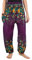 Lofbaz Damen Haremshose mit gesmoktem Bund Blumendruck Violett S