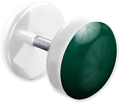 viva-adorno 1 Stück Fake Plug Ohrstecker Edelstahl Acryl weiß mit farbig emaillierter Front Z465