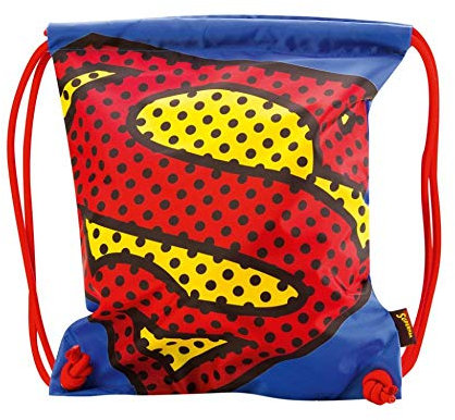 Baagl Turnbeutel - wasserdichte Schuhbeutel für Kinder, Jungen und Herren - Schule und Kindergarten Sportbeutel, Sportrucksack (Superman - Pop)