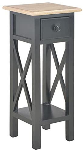 vidaXL Side Table Wood Bedside Storage Cabinets Telephone Stand Bedside Nightstand Pinewood Durability Brown and Black