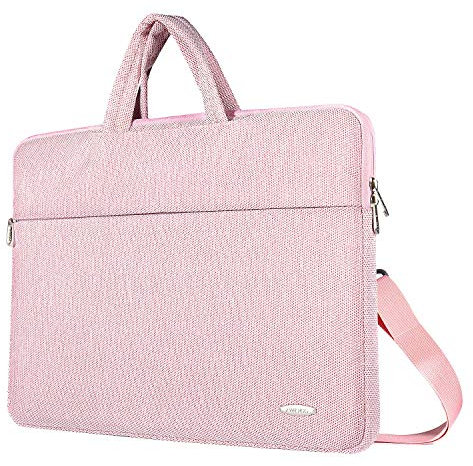 ZWOOS Laptop Bag 15.6 Inch Waterproof Laptop Sleeve Case With Shoulder Strap and Handle, Laptop Case Bag Compatible with Lenovo Acer Asus Dell Lenovo Hp Samsung Ultrabook (Pink)