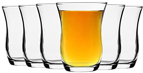 LAV 12 Stück Harman Glas Teetasse Set - Türkisch Stil Tulip Gläser für Tee, Kaffee - Clear - 95 ml