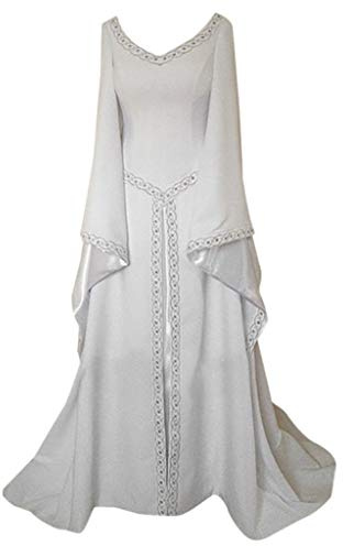 RIKAY Medieval Costume Womens Ladies Vintage Dresses Gothic Cosplay Witch Dress Corset Long Flare Sleeve Dress for Halloween Party Evening Clothing Size 8-22