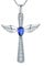 YL Kreuz Engelsflügel Halskette 925 Sterling Silber September Geburtsstein Spinellblau Schutzengel Anhänger Halskette für Damen