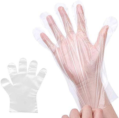 N/O 300 Piece Disposable Clear Plastic Gloves,Plastic Disposable Food Prep Glove,Disposable Polyethylene Work Gloves for Cooking,Cleaning