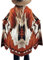 Jawint Damen Vintage Tribal Strick Cardigan Sweater Mantel Western Casual Open Front Outwear mit Tasche, Rot (Earth Red), Groß