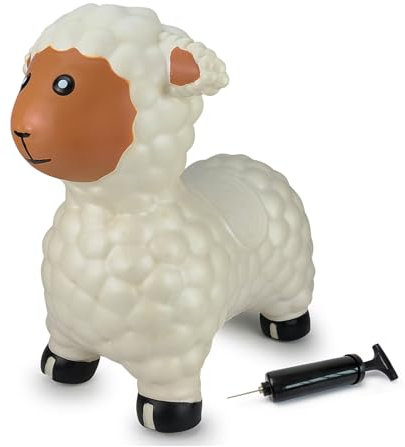 JAMARA 460590 - Hüpftier Schaf mit Pumpe - BPA-Frei bis 50 kg, fördert den Gleichgewichtssinn und die motorischen Fähigkeiten, robust und widerstandsfähig, pflegeleicht, Weiß