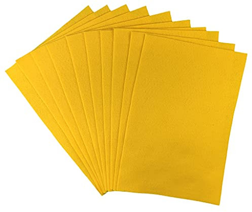 Netuno 10 x Deko Filz Dunkelgelb A4 1mm Bastelfilz Filzstoff zum Dekoration Basteln DIY Handwerk für Kinder Hochzeit Tischdeko Osterdeko Fruehling