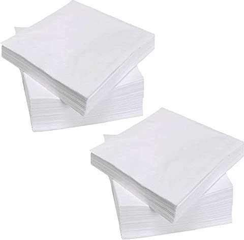 200 Count Napkins 2 Ply Plain White Beverage Napkins Disposable Four Fold Cocktails Paper Napkins 4.9 X 4.9 folded for Party and Every Day Use