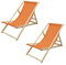 ECD Germany 2er Set Liegestuhl klappbar aus Holz, 3 Liegepositionen, Orange, bis 120kg, Gartenliege Sonnenliege Relaxliege Strandliege Liege Strandstuhl Klappstuhl, für den Garten Terrasse und Balkon