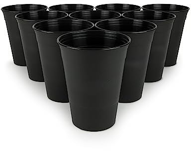 Boozie´s 22 Partybecher Set 16oz/473ml. Extra robust. Aus nachhaltigem Hartplastik Mehrweg Party-Cups Spülmaschinenfest, Wiederverwendbar, Made in Germany. Party Becher, Red Cup.l (schwarz)