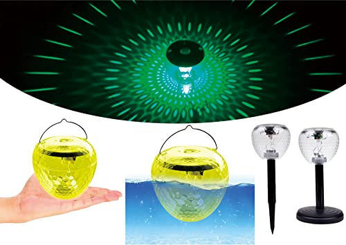 Luminaires de piscine, lumière solaire flottante avec 7 couleurs blanc chaud, accessoires de décoration LED en plastique pour conduits de piscine, étangs, jardin et balcons, blanc chaud (transparent)