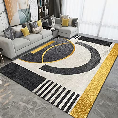 Teppich bodenbeläge für Balkon Teppich vorzimmer Gelb-grau-beige geschwungene Streifen geometrisches Design kinderzimmer teppiche mädchen 180x280cm