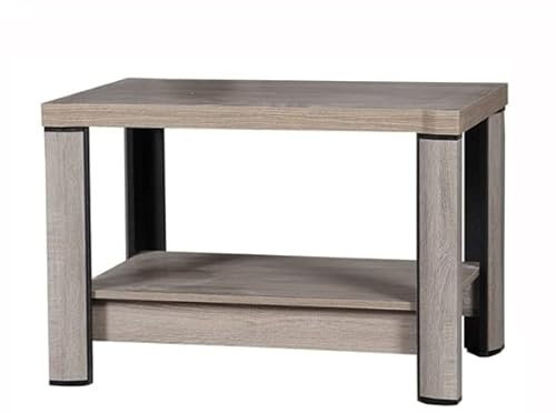 Marmex Dallas D14 - Kleine Kaffeetisch mit einem Regalboden unten; moderner couchtisch für das Wohnzimmer (Trüffel Eiche)